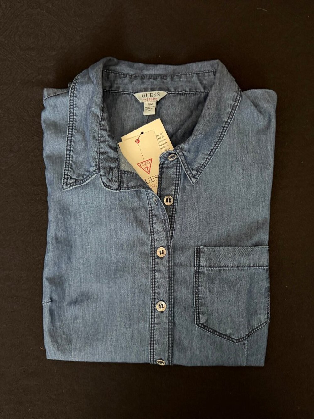 Guess Denim Look Fitted long sleeve shirt - M - 100% cotton